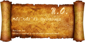 Mátéfi Ovidiusz névjegykártya